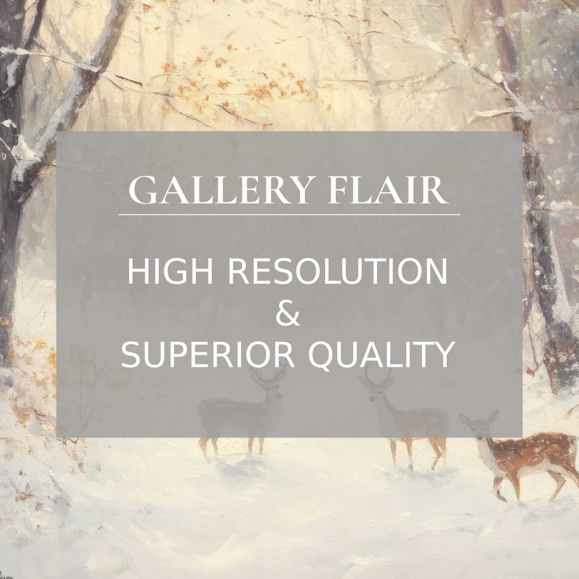 Elegant winter forest digital download with deer offers calming wallpaper for Mac and PC; curated high-resolution art for workspaces