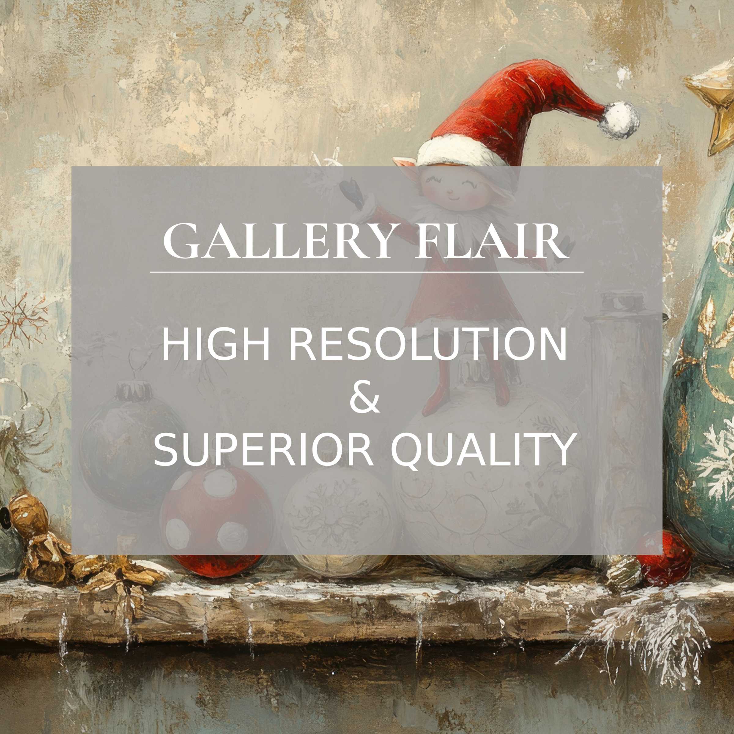 Elegant digital art iPad wallpaper with festive elf and ornaments in soft tones perfect for high-resolution tablet background digital download