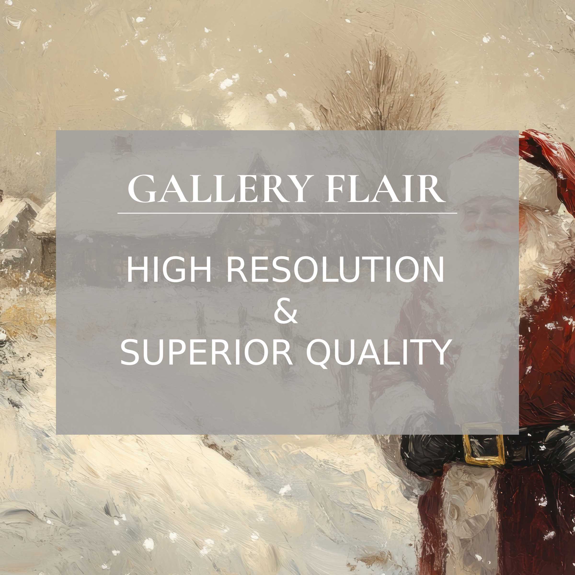 Elegant painterly snow-covered landscape with Santa Claus, ideal iPad wallpaper digital download for serene, curated tablet background