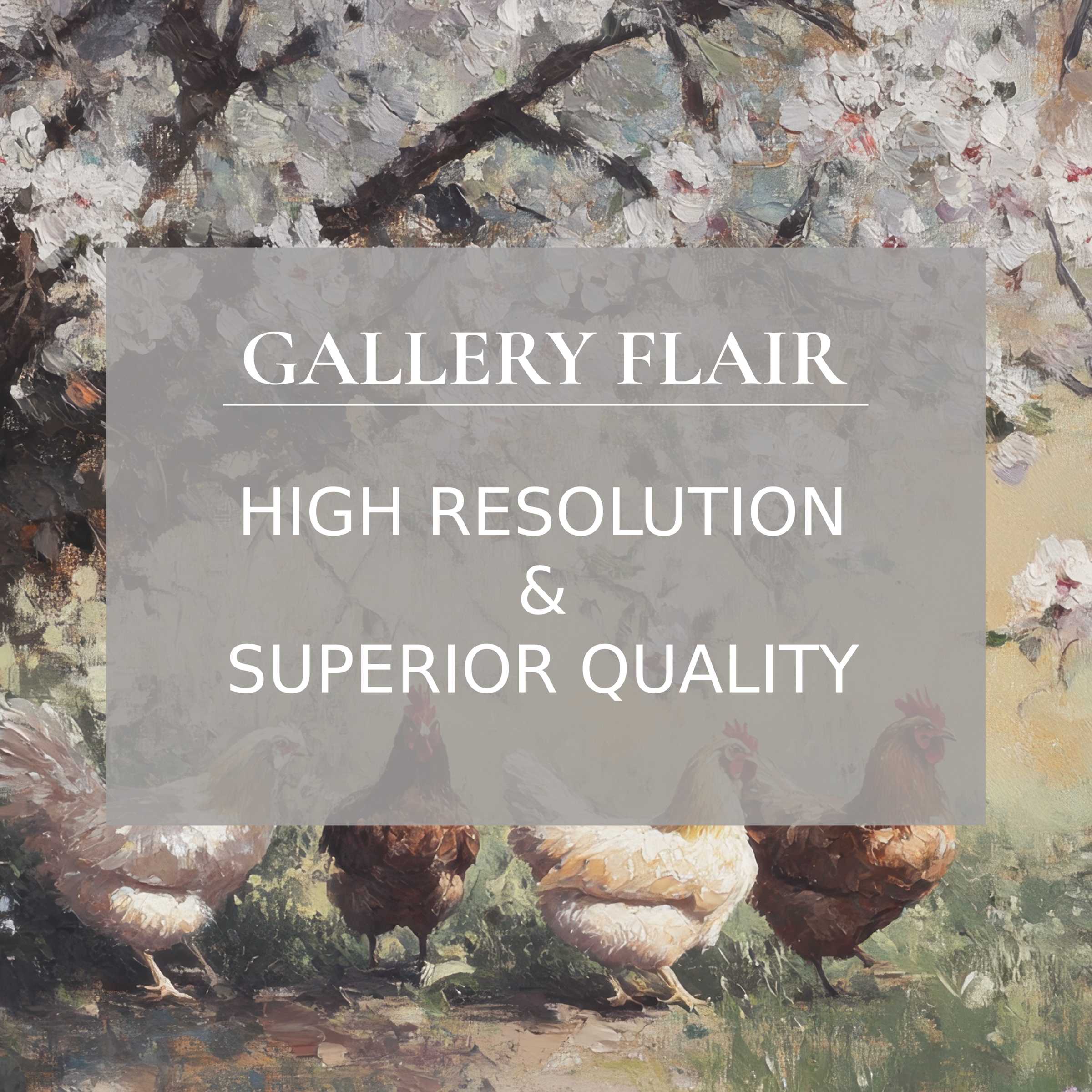 Elegant iPad wallpaper featuring serene floral and chicken scene in high-resolution digital download ideal for curated tablet backgrounds