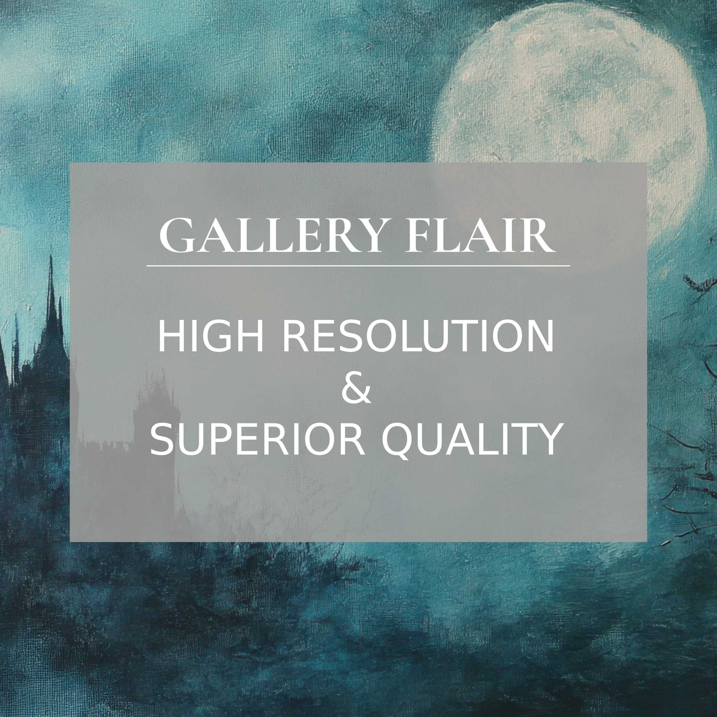 Elegant wallpaper for Mac and PC featuring moonlit blue skies and shadowy towers, perfect digital download for a calming workspace