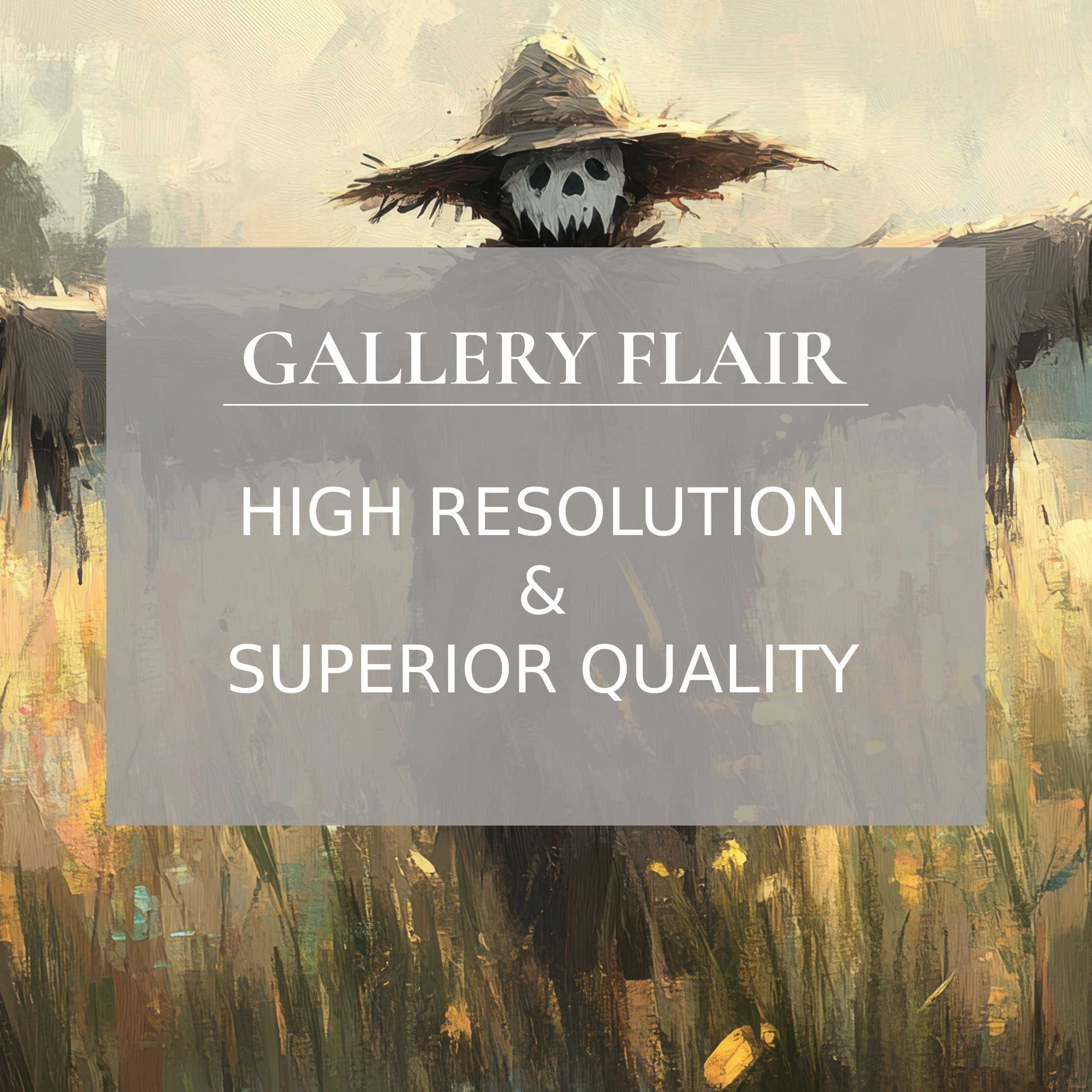 Curated wallpaper for Mac and PC features an elegant, high-resolution scarecrow art; perfect digital download for inspiring workspaces