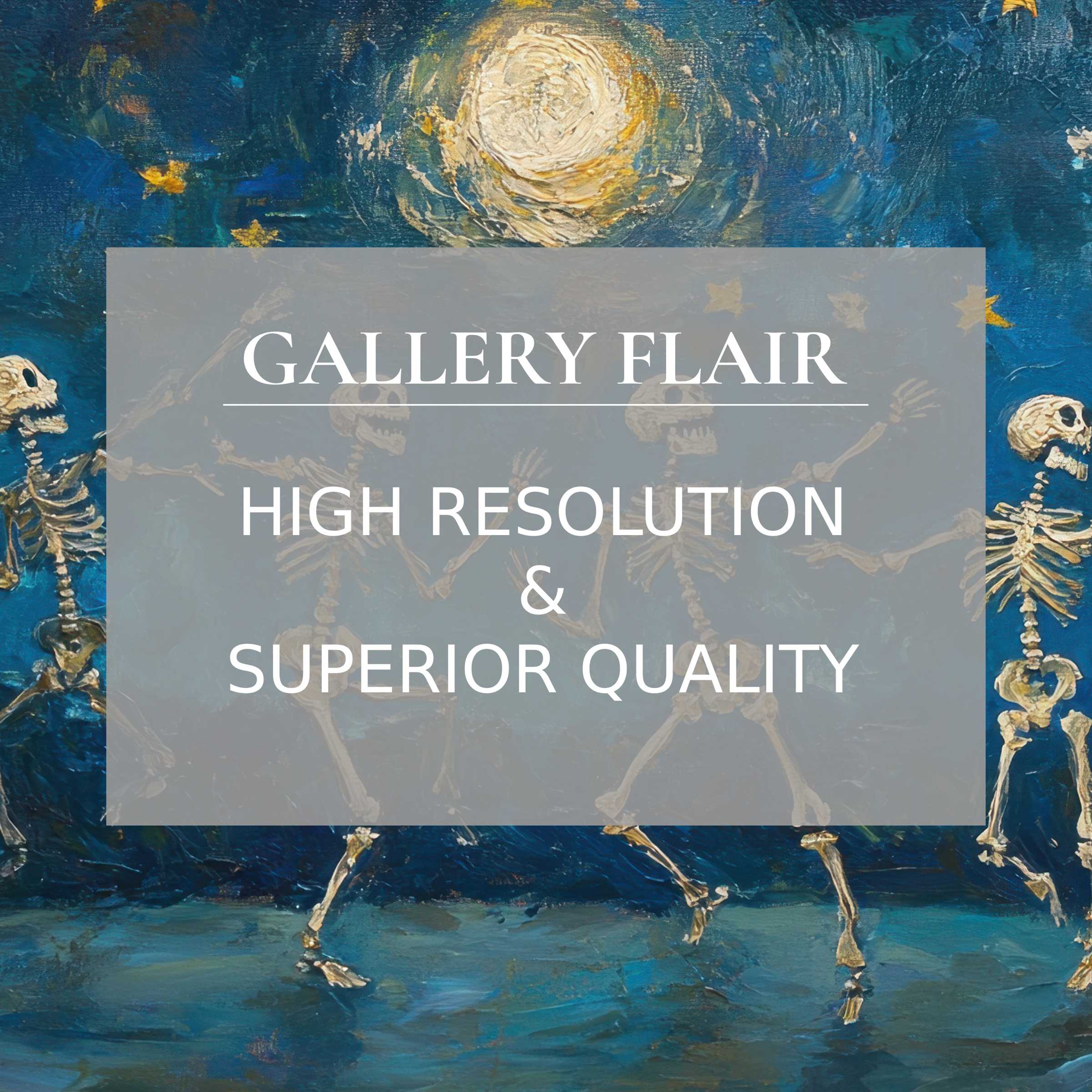 High-resolution digital download wallpaper for Mac and PC featuring dancing skeletons under a starry sky, perfect for any workspace