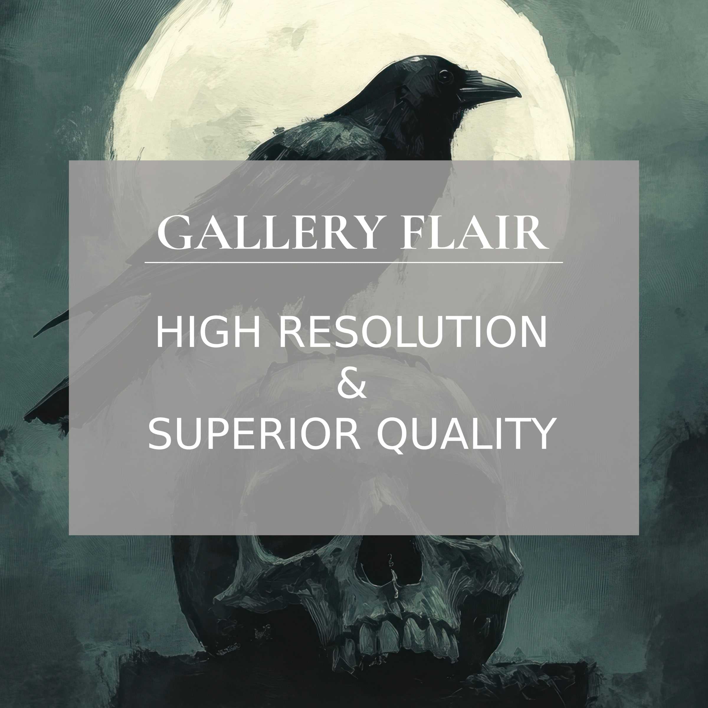 Moody iPad wallpaper featuring a raven on a skull under the moon in an expressive painting style, high-resolution digital download