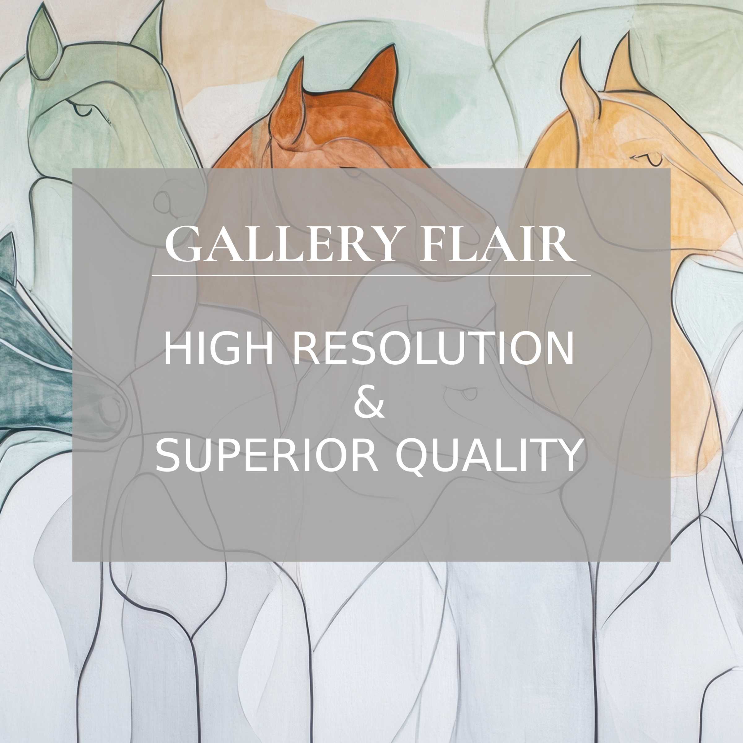 Elegant pastel sketch of abstract horses for iPad wallpaper, offering a high-resolution, curated digital download for tablets