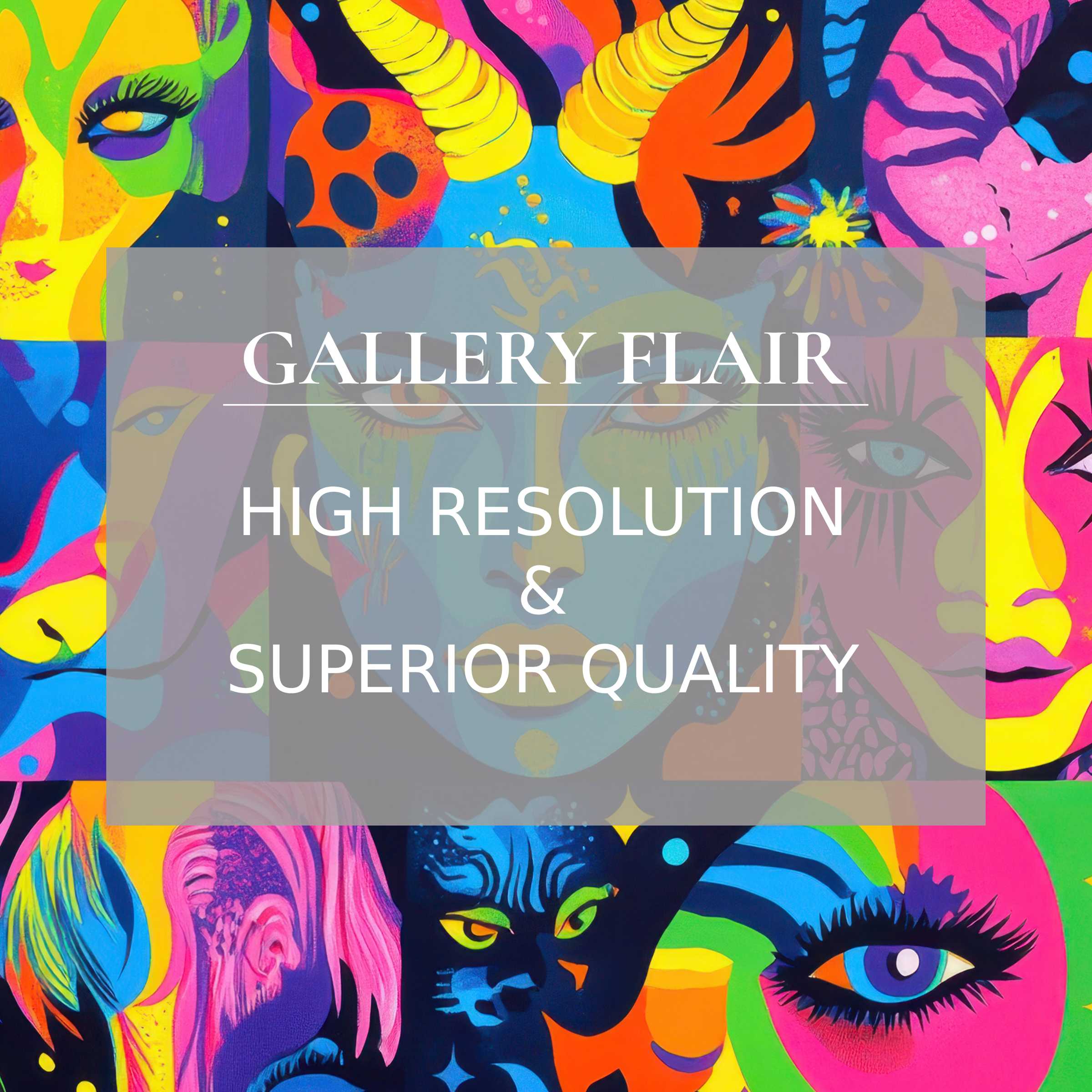 Vibrant abstract faces enhance calm and inspiration as a wallpaper for Mac and PC, perfect for curated home office digital download