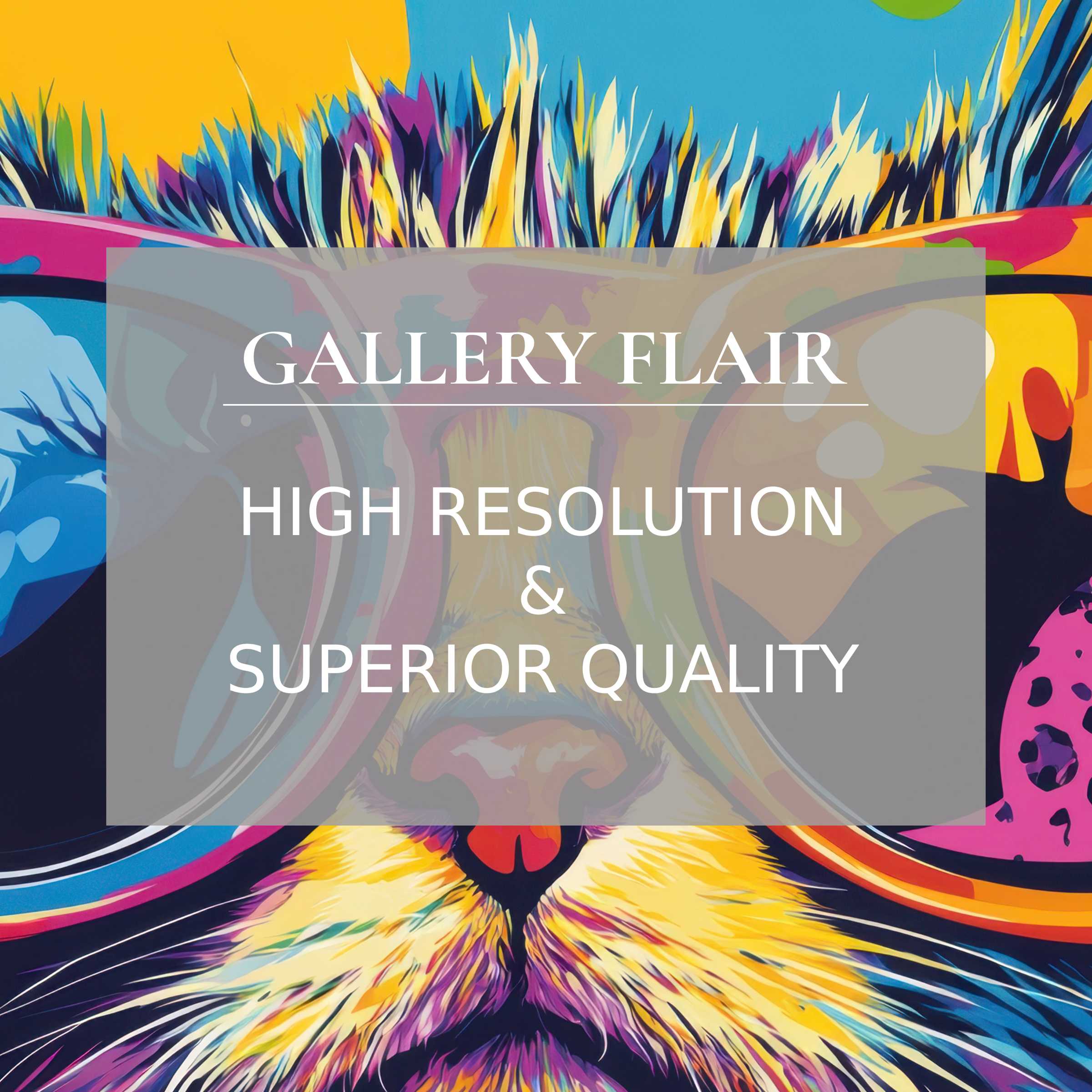 Colorful artistic cat design for wallpaper for Mac and PC, ideal digital download for an inspiring, curated workspace ambiance