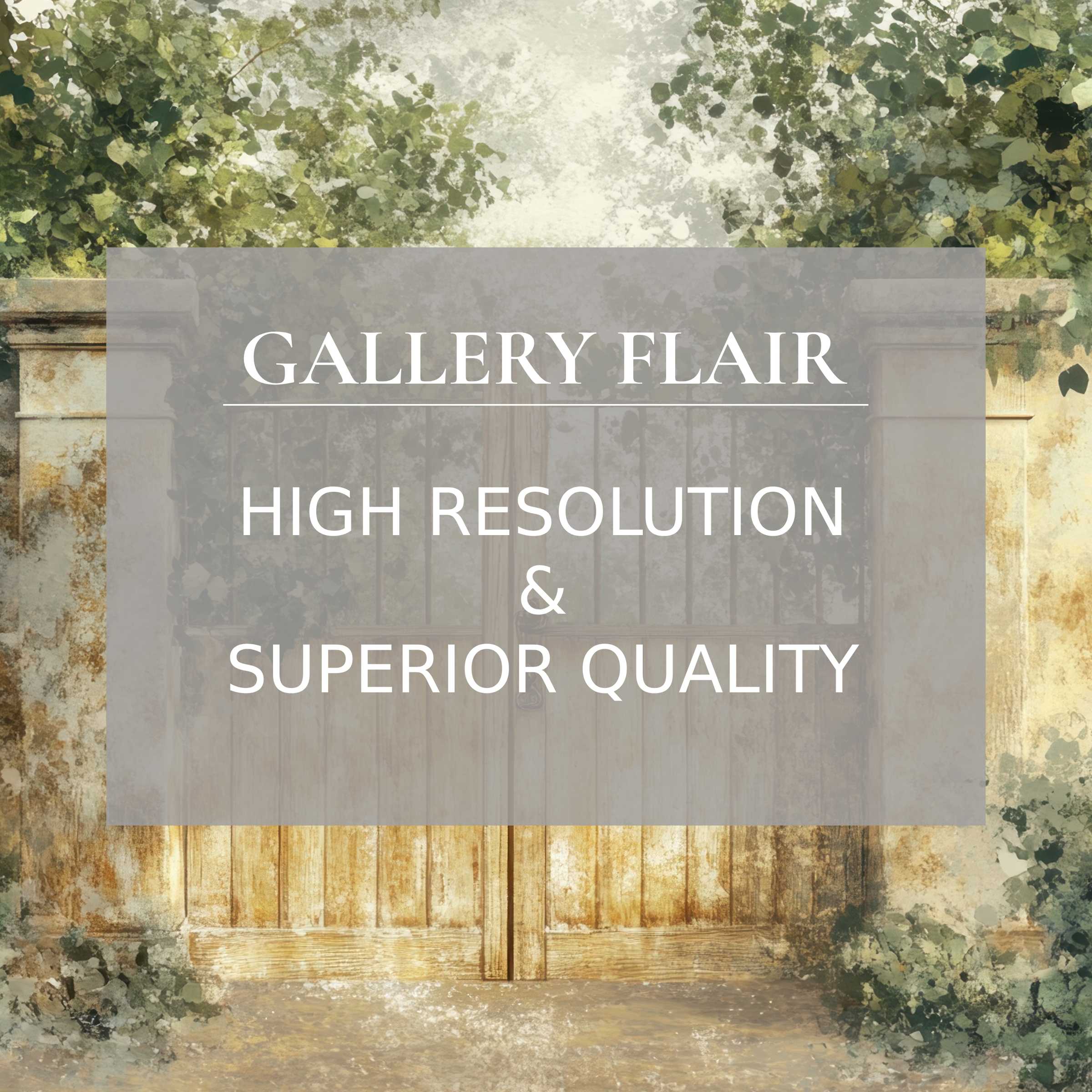 Elegant iPad wallpaper featuring a serene garden gate in soft greens and earthy tones; high-resolution digital download for curated tablets