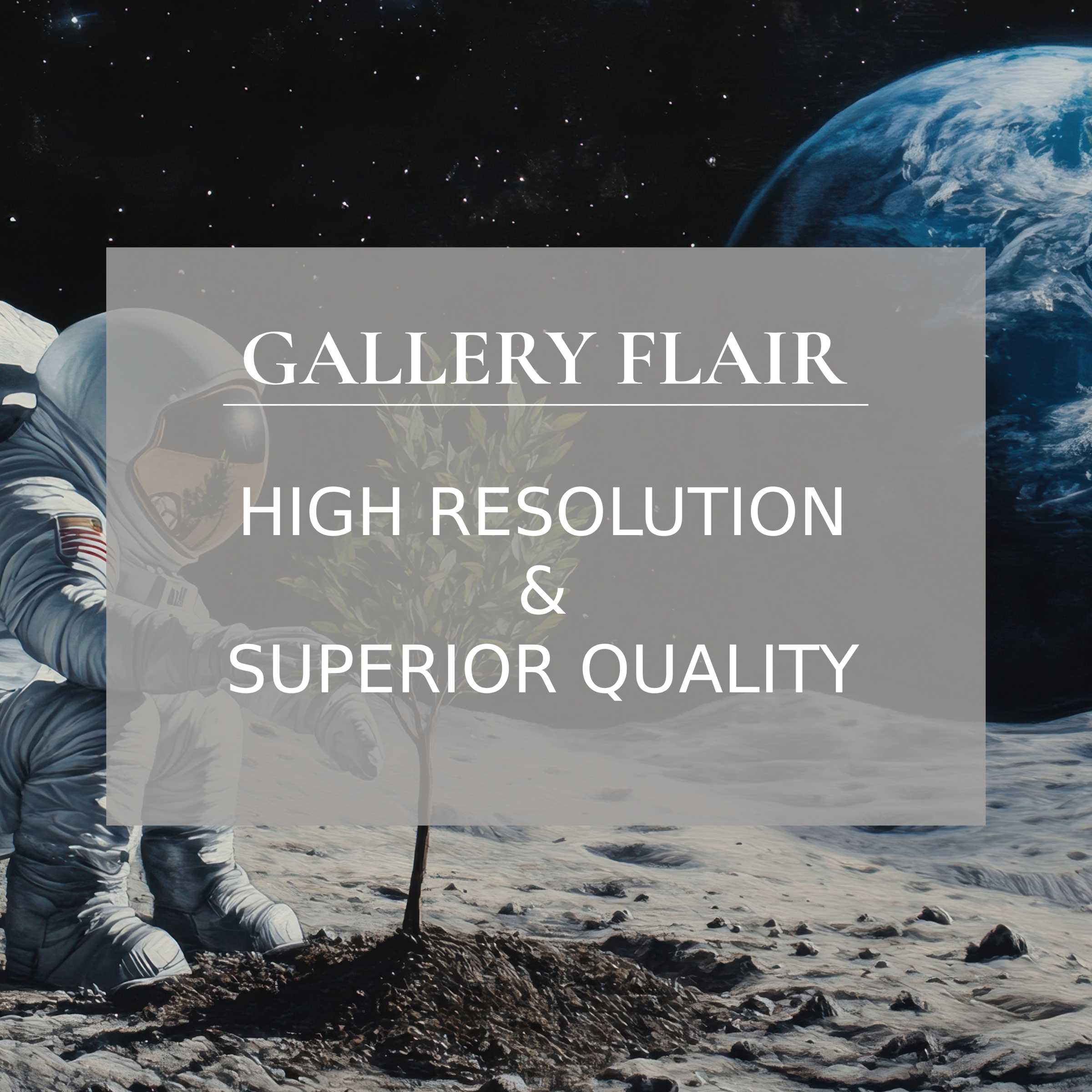 Astronaut planting tree on moon wallpaper for Mac and PC digital download combines high-resolution art with calming inspiration