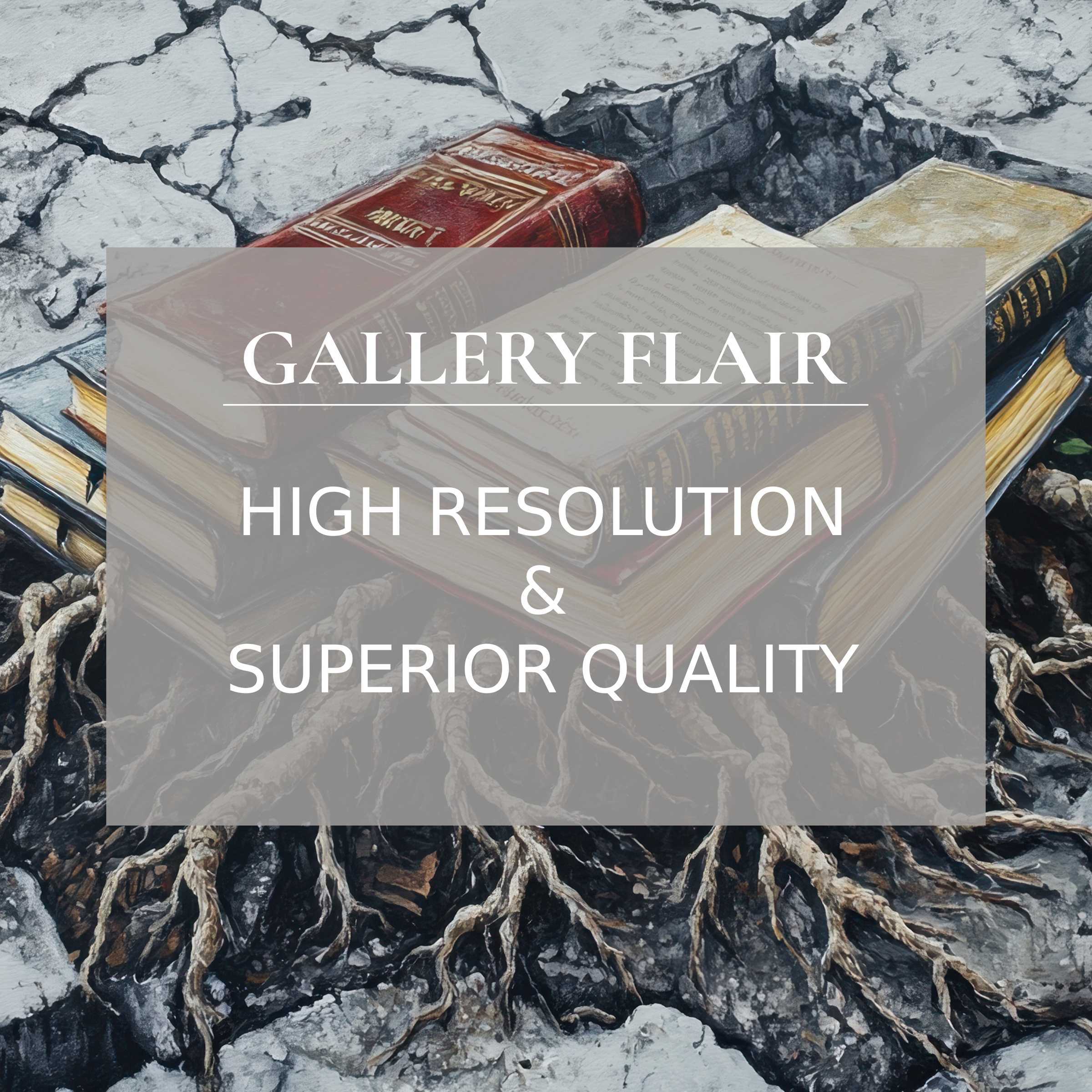 High-resolution wallpaper for Mac and PC featuring books and roots art, ideal for a curated home office, easy digital download