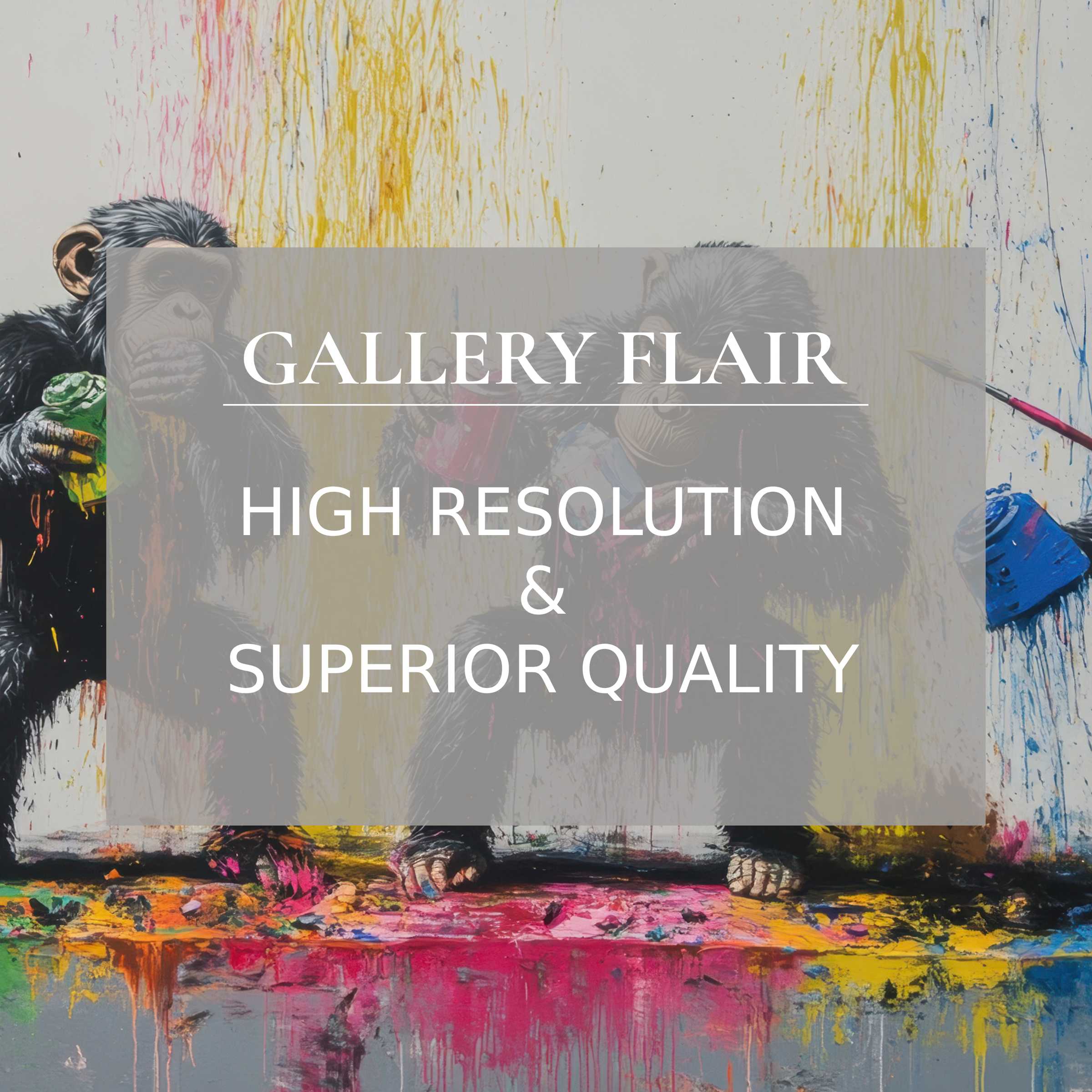 Vibrant abstract iPad wallpaper featuring expressive chimps with splashes of color offers high-resolution digital download for artistic tablets