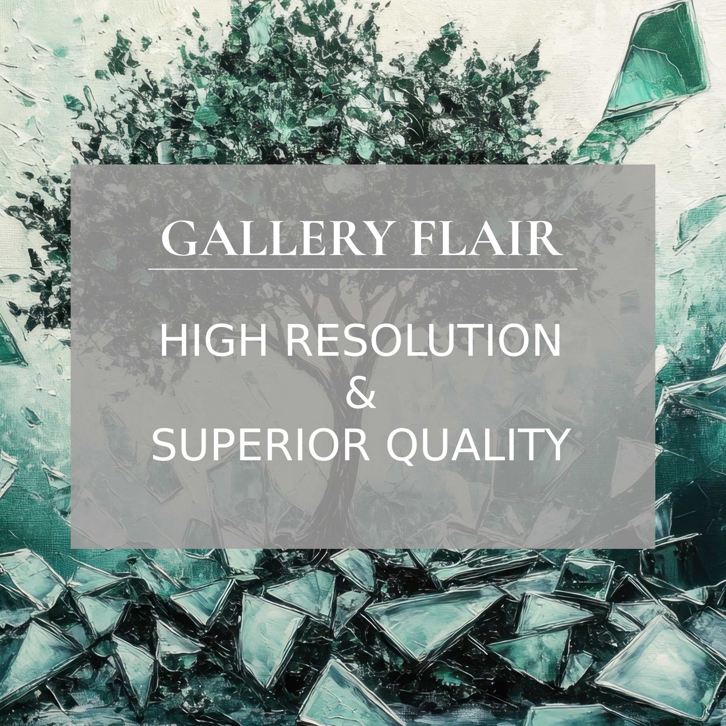 Emerald abstract iPad wallpaper featuring shattered glass and tree motif, high-resolution digital download for elegant tablet background