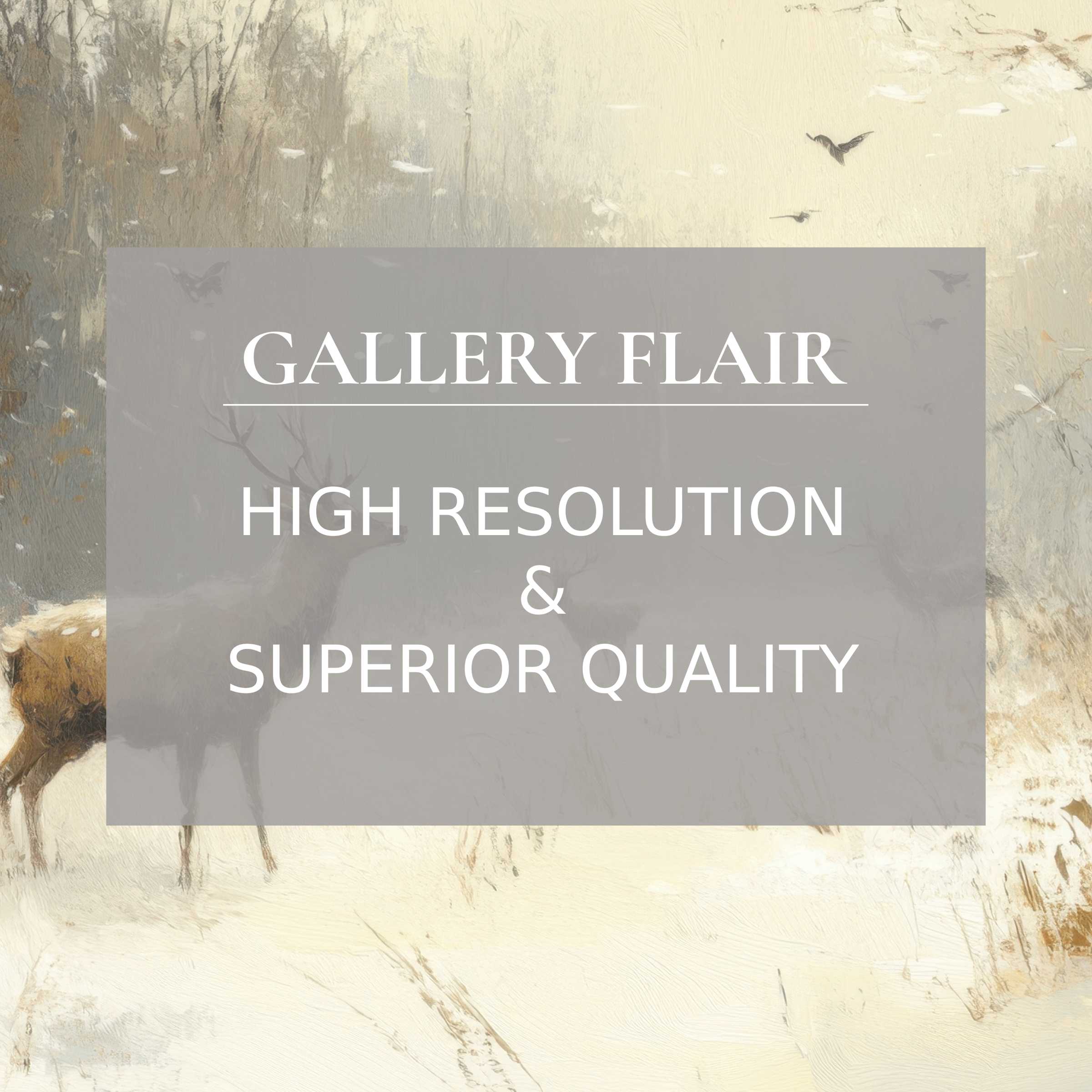 Elegant winter landscape wallpaper for Mac and PC with serene deer and birds, digital download, ideal for a curated workspace